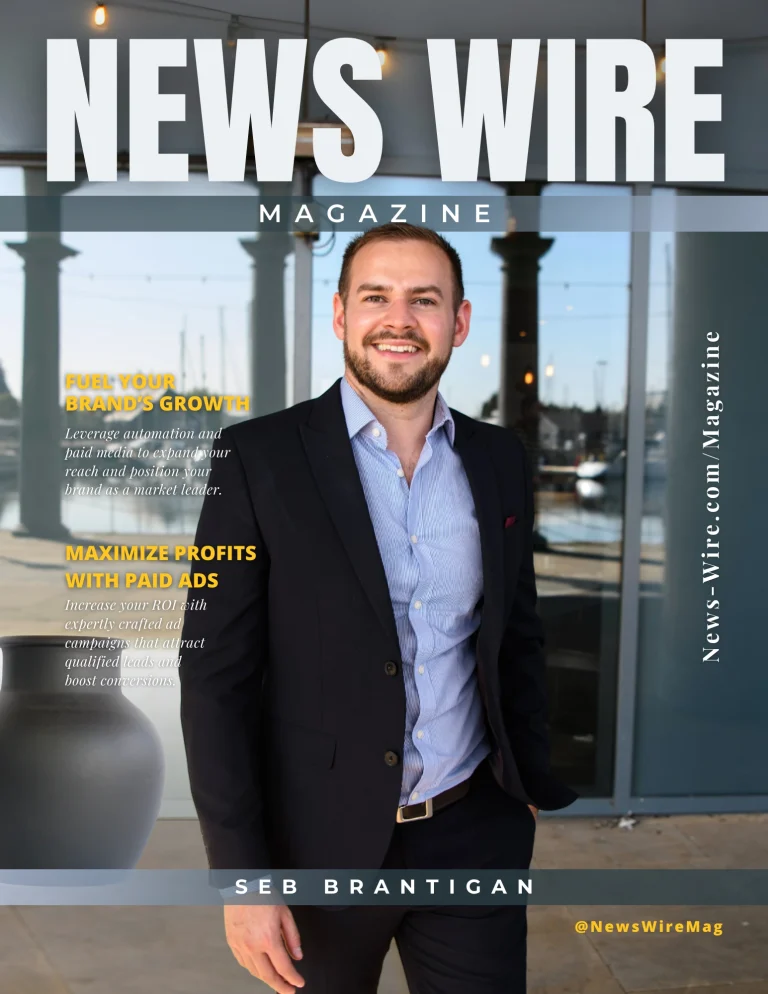 Seb Brantigan - Co-founder of DBSS Digital, featured on the cover of News Wire Magazine.