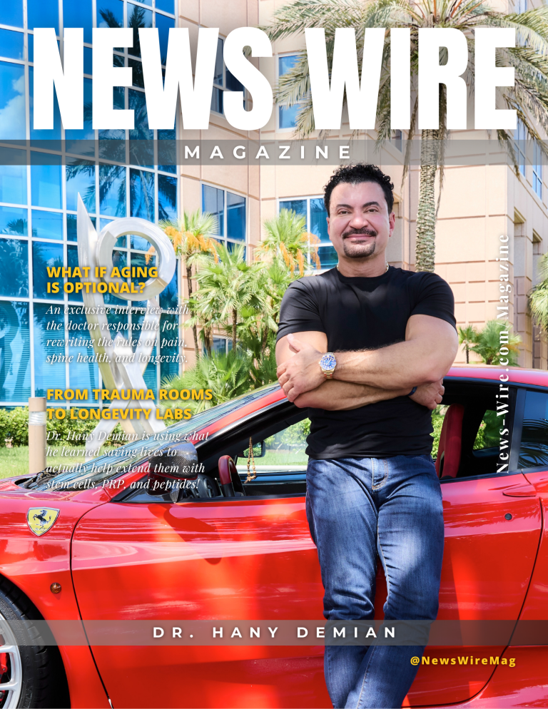Dr. Hany Demian on the cover of News Wire Magazine for the feature “What If Aging Is Optional?”